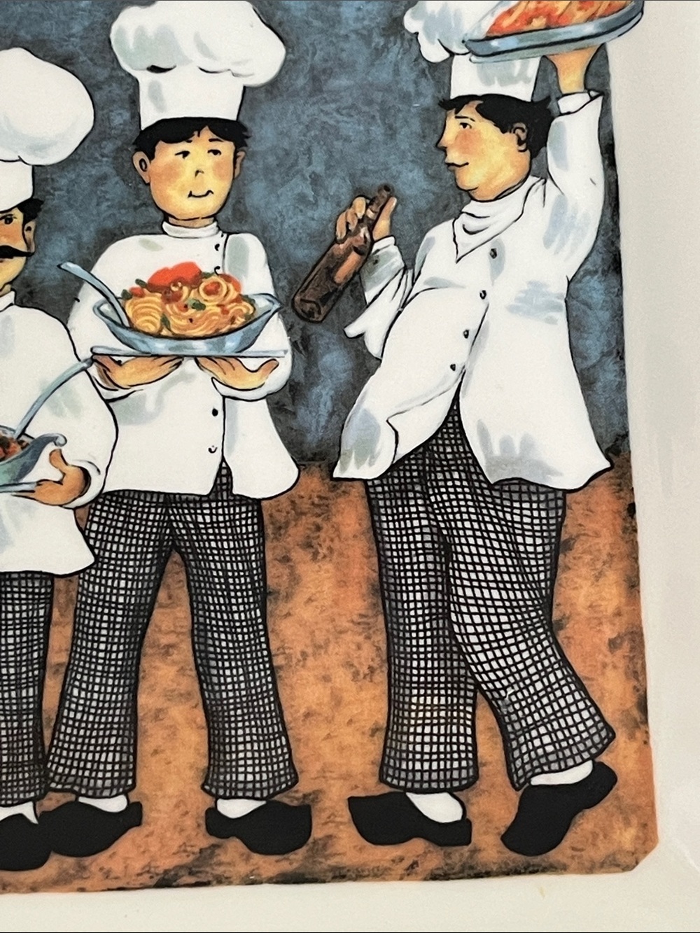 Pietro Brunelli Ceramic 4 Chefs Holding Italian Dinner 10 in Square Plate VTG - Picture 5 of 7
